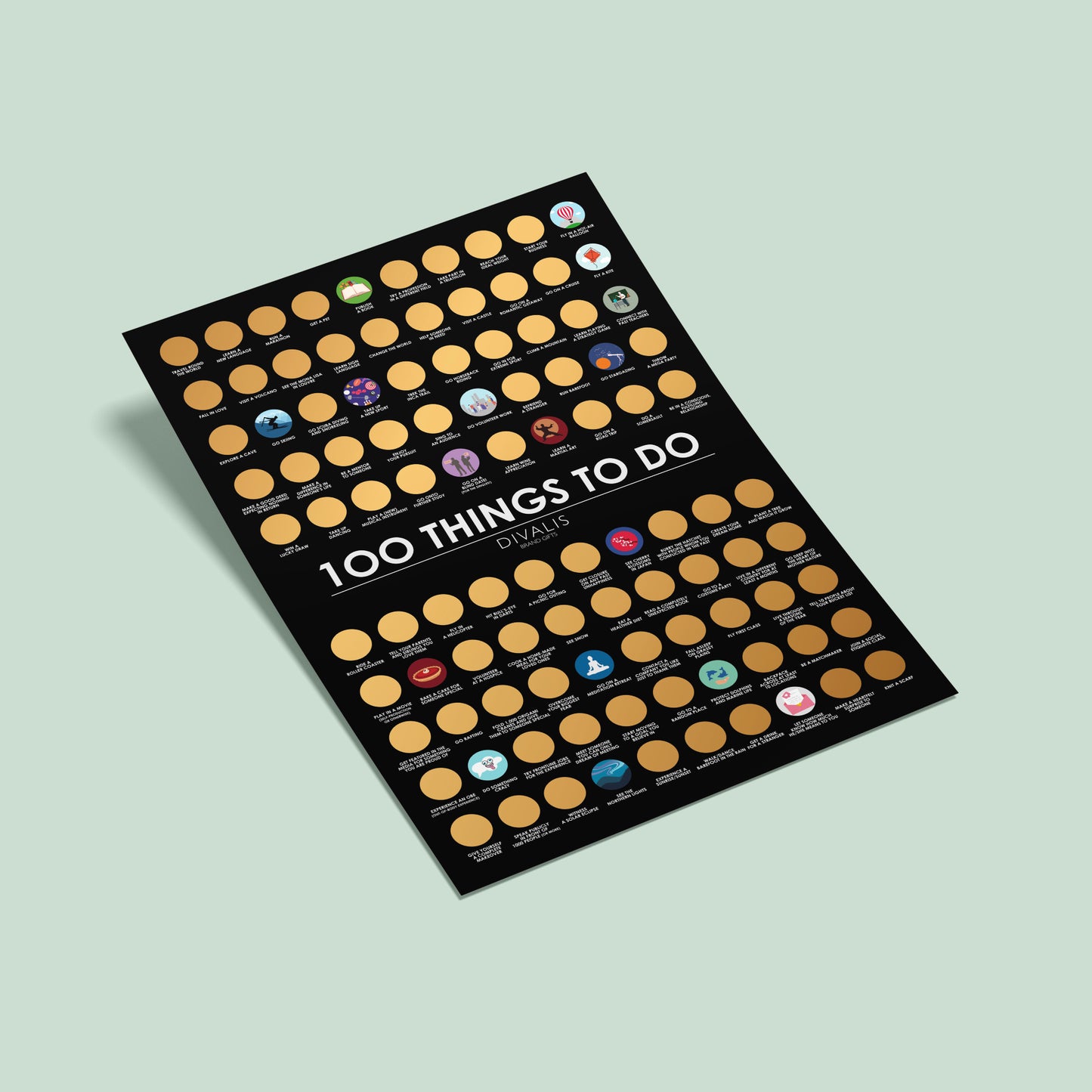 Top 100 Things to Do Scratch off Poster - Best Things Must Do Scratchable Poster Bucketlist - Motivational Gift - Archievements Checklist