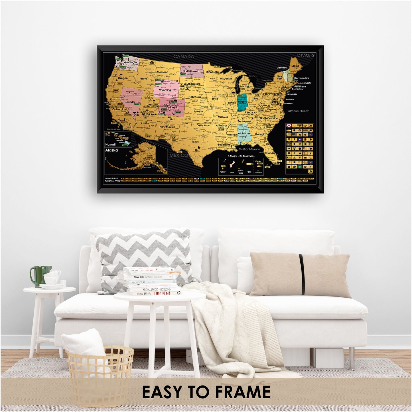 US Scratch off Map Poster - Scratchable United States Map with 63 National Parks - Travel Map of Place Where We've Been