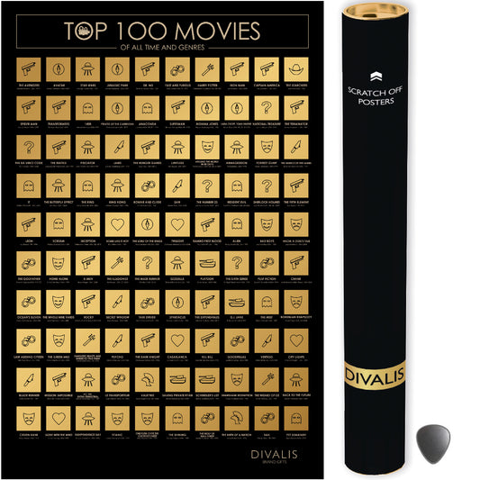 top 100 movies scratch off poster