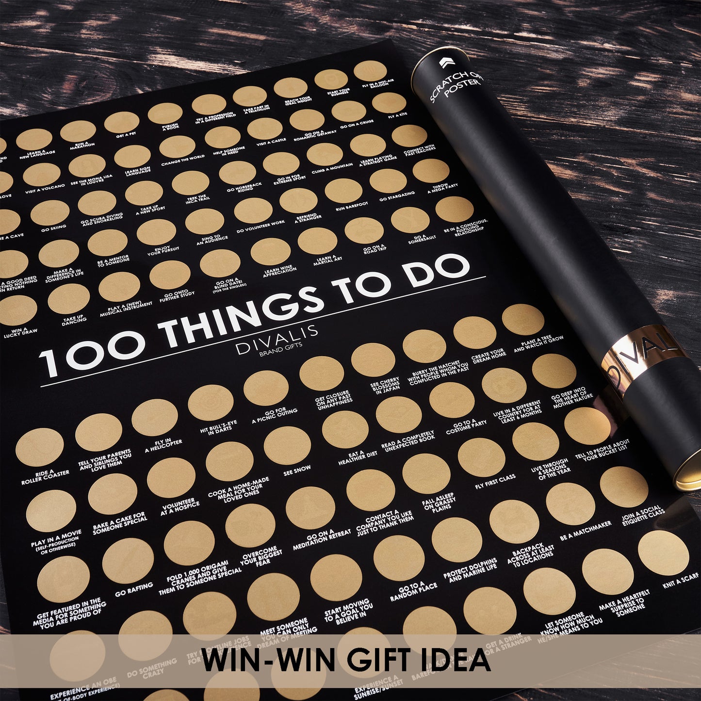 Top 100 Things to Do Scratch off Poster - Best Things Must Do Scratchable Poster Bucketlist - Motivational Gift - Archievements Checklist