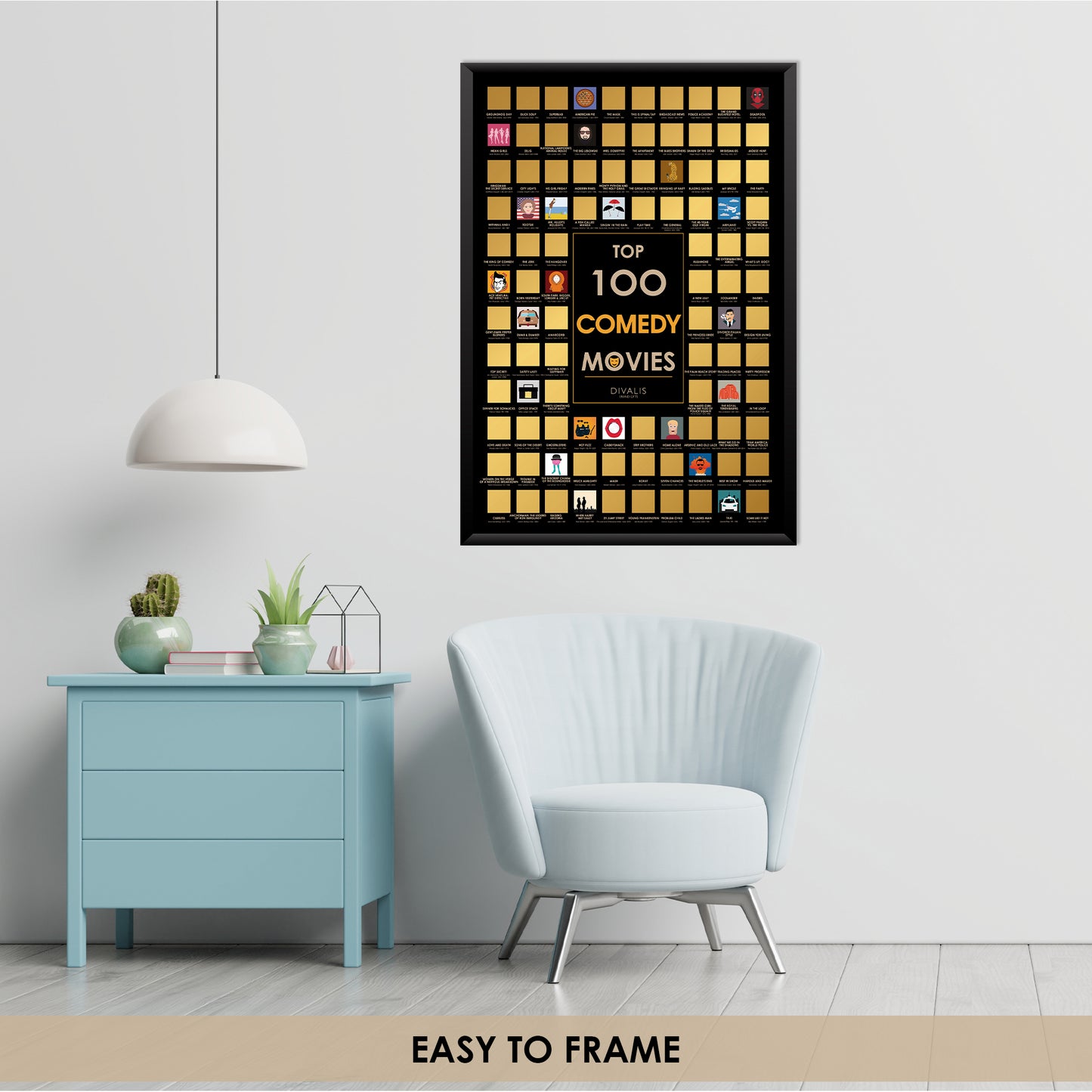 Top 100 Scratch off Comedy Movies Poster - Best Comedy Cinema Bucketlist - Comedy Films Chart - Movie Challenge to Do List