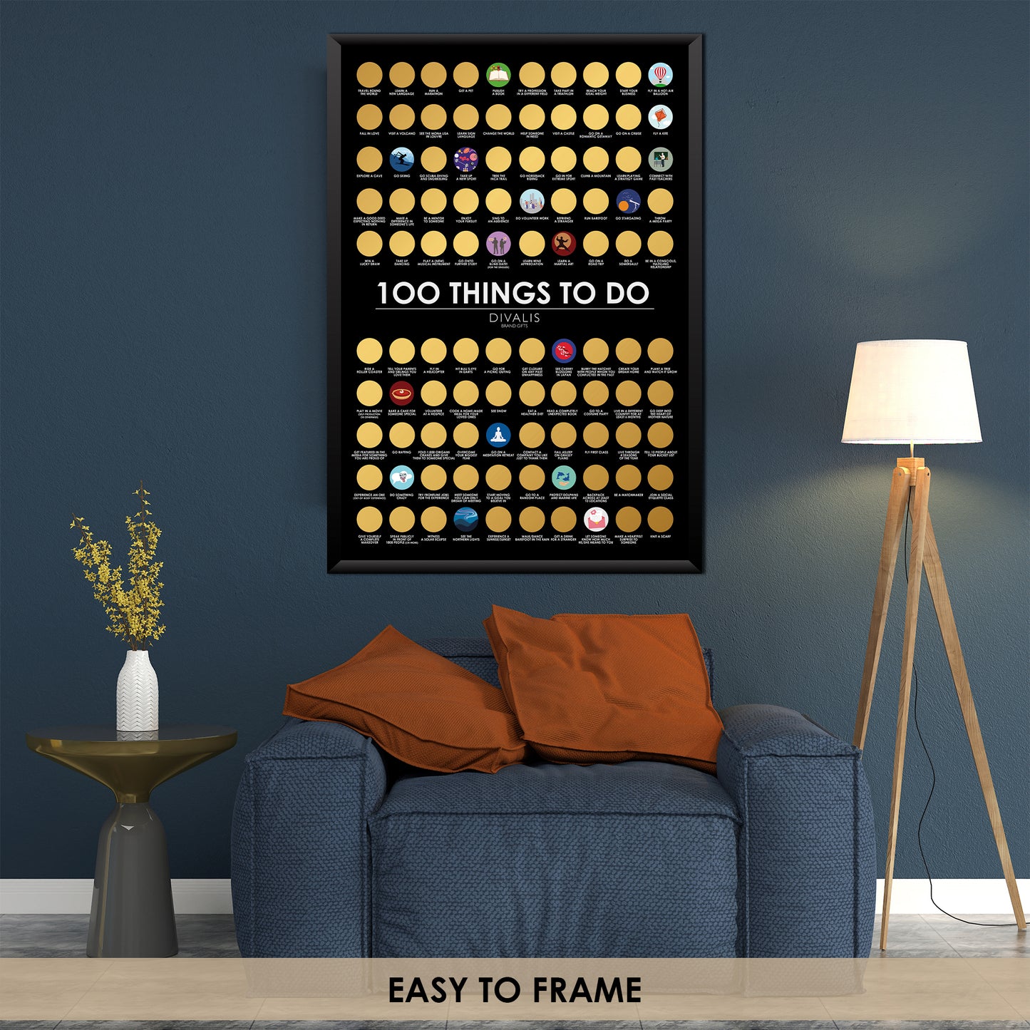Top 100 Things to Do Scratch off Poster - Best Things Must Do Scratchable Poster Bucketlist - Motivational Gift - Archievements Checklist