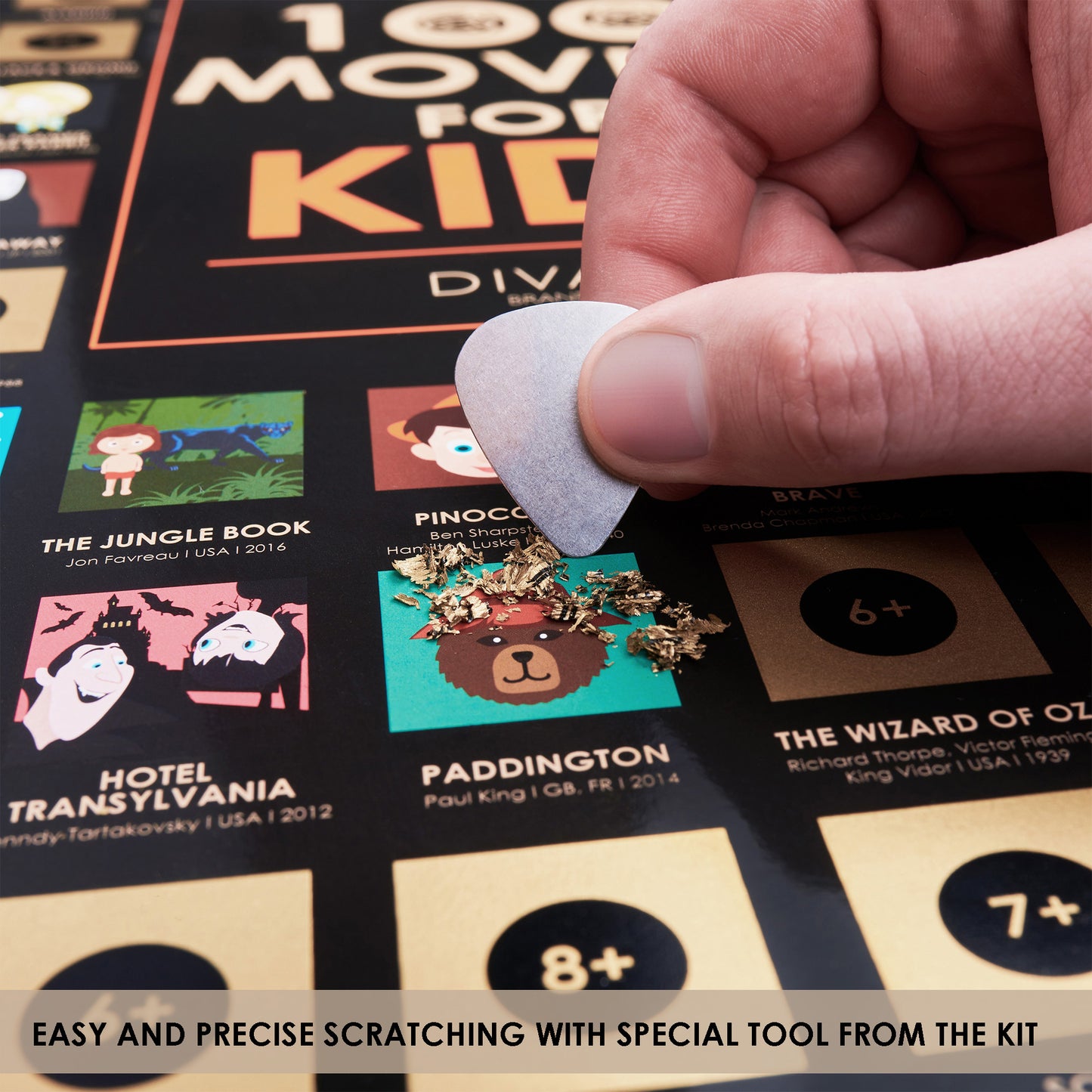 Scratch off Kids Movies Poster - Top 100 Kids Movies and Cartoons - Kids Films Checklist - Kids Cinema Bucketlist Map - Best Gift for Kids