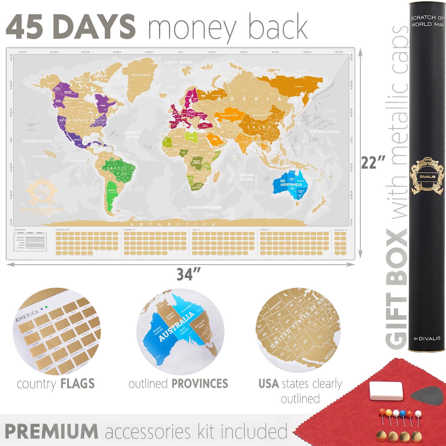Searching for white and gold scratch off world map to buy? Purchase our white scratchable world map here. Discounted scratch off world maps - white or gold. All white travel maps and gold scratch maps available for purchase