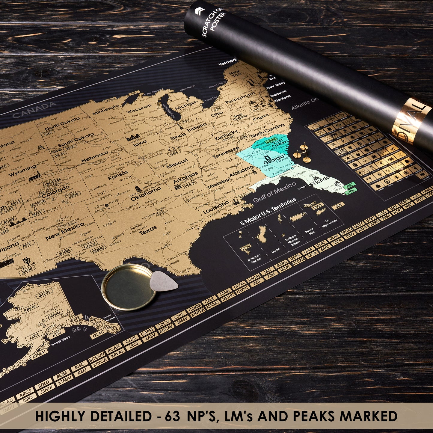 2 in 1 Gift Set - Scratch Off World Map and Scratch Off US Map - Easy to Frame Scratchable World and United States of America Posters