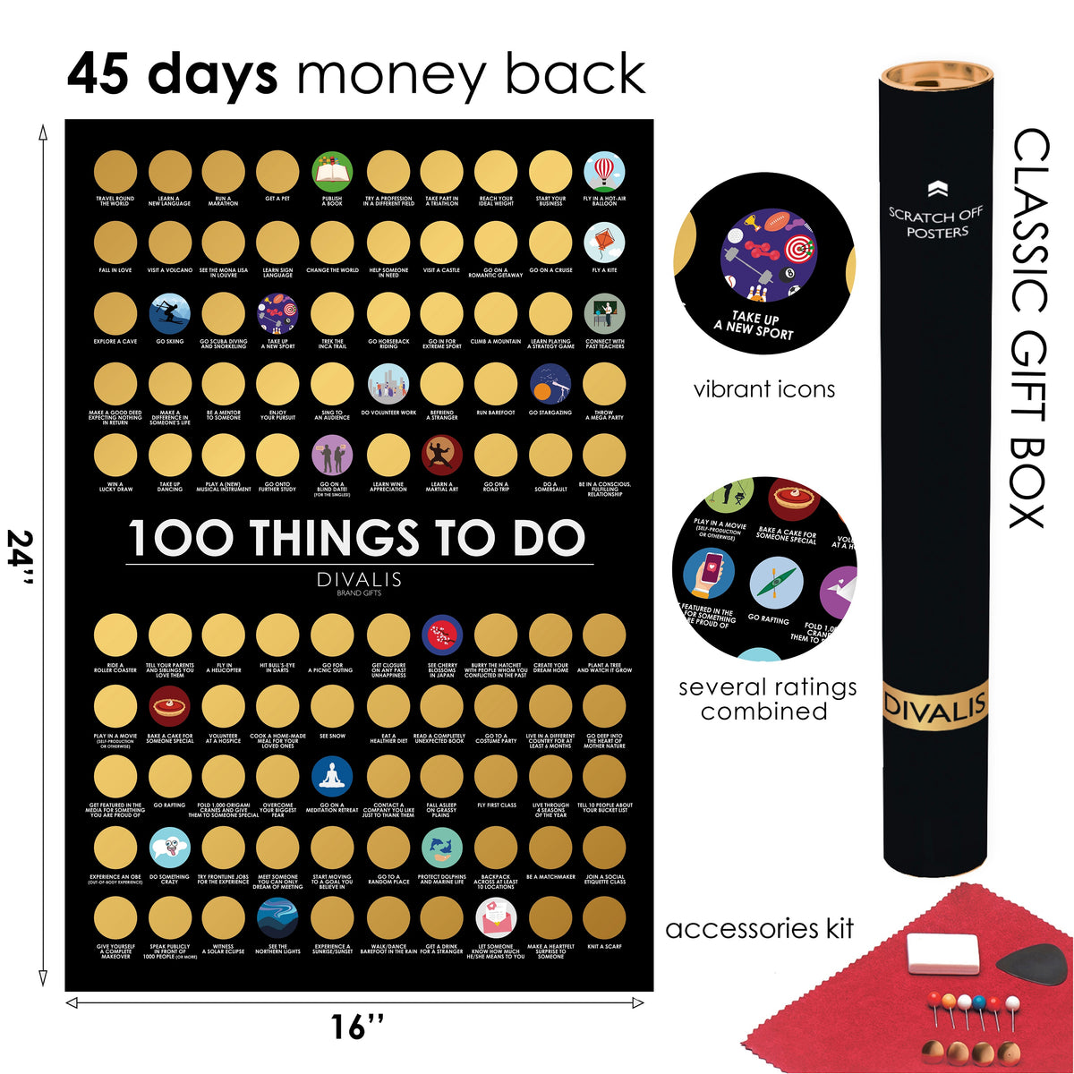 Top 100 Things to Do Scratch off Poster - Best Things Must Do Scratcha –  Scratch off World Maps by Divalis