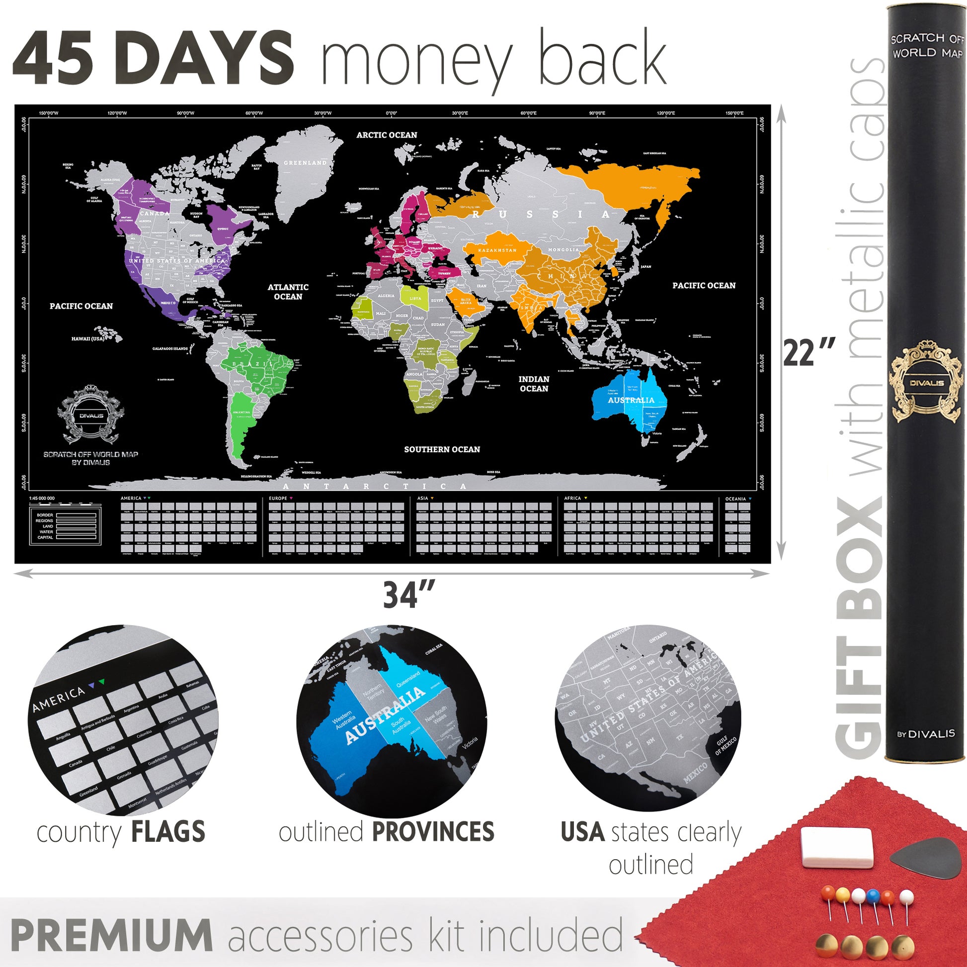 Want to buy scratchable map to decorate your home? Purchase one of our silver scratch off world maps and you`ll do that! Sales price on our silver scratchable map