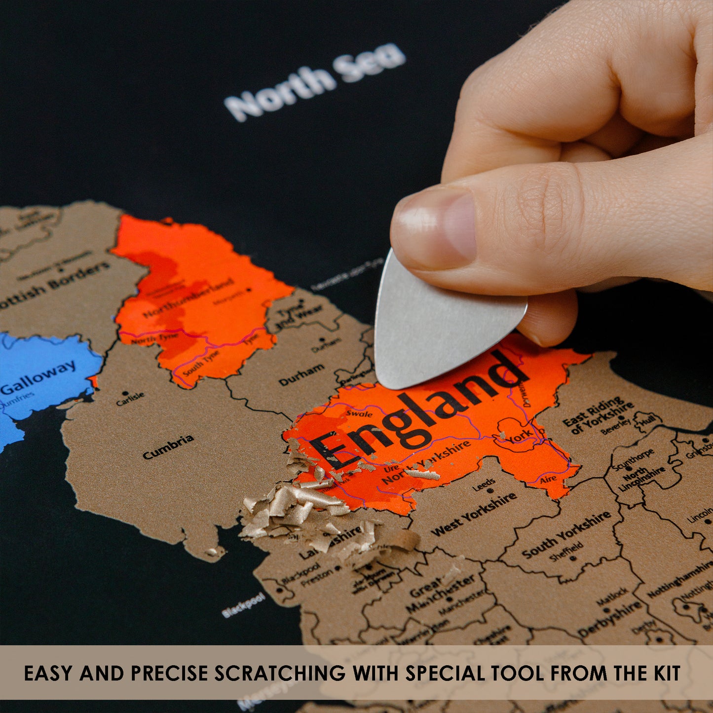Large Great Britain Scratch off Map - United Kingdom Scratchable Poster 61x41 CM - UK Places Ive Been Map - Black and Gold Erasable Poster - Check off Britain Map - Travel UK Map