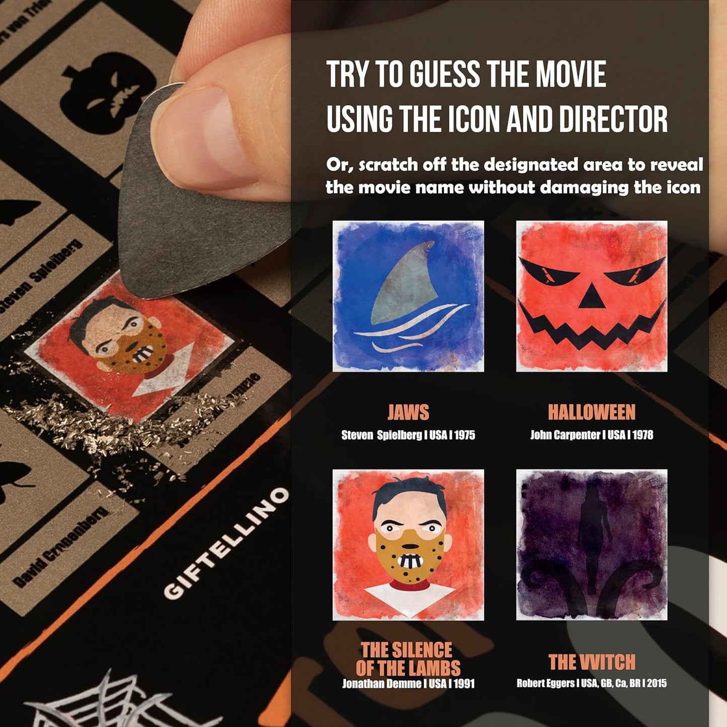 Top 100 Horror Movies Scratch off Poster - Easy to Frame Horror Movie Checklist - Must See Movie Challenge - Horror Fan Gifts