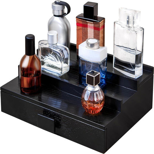Cologne Organizer for Men - Ash Wood Cologne Display Stand - 3-tier Cologne Stand - Bedroom or Bathroom Perfume Stand - Men's Cologne Holder