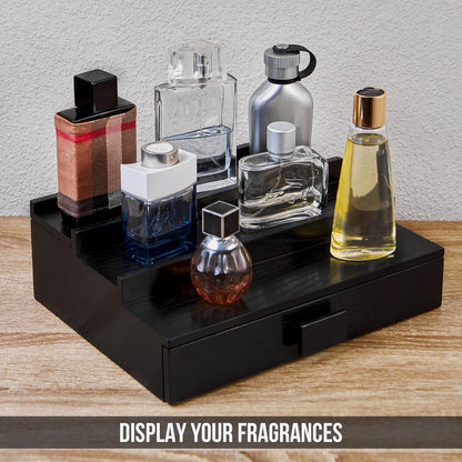 Cologne Organizer for Men - Ash Wood Cologne Display Stand - 3-tier Cologne Stand - Bedroom or Bathroom Perfume Stand - Men's Cologne Holder