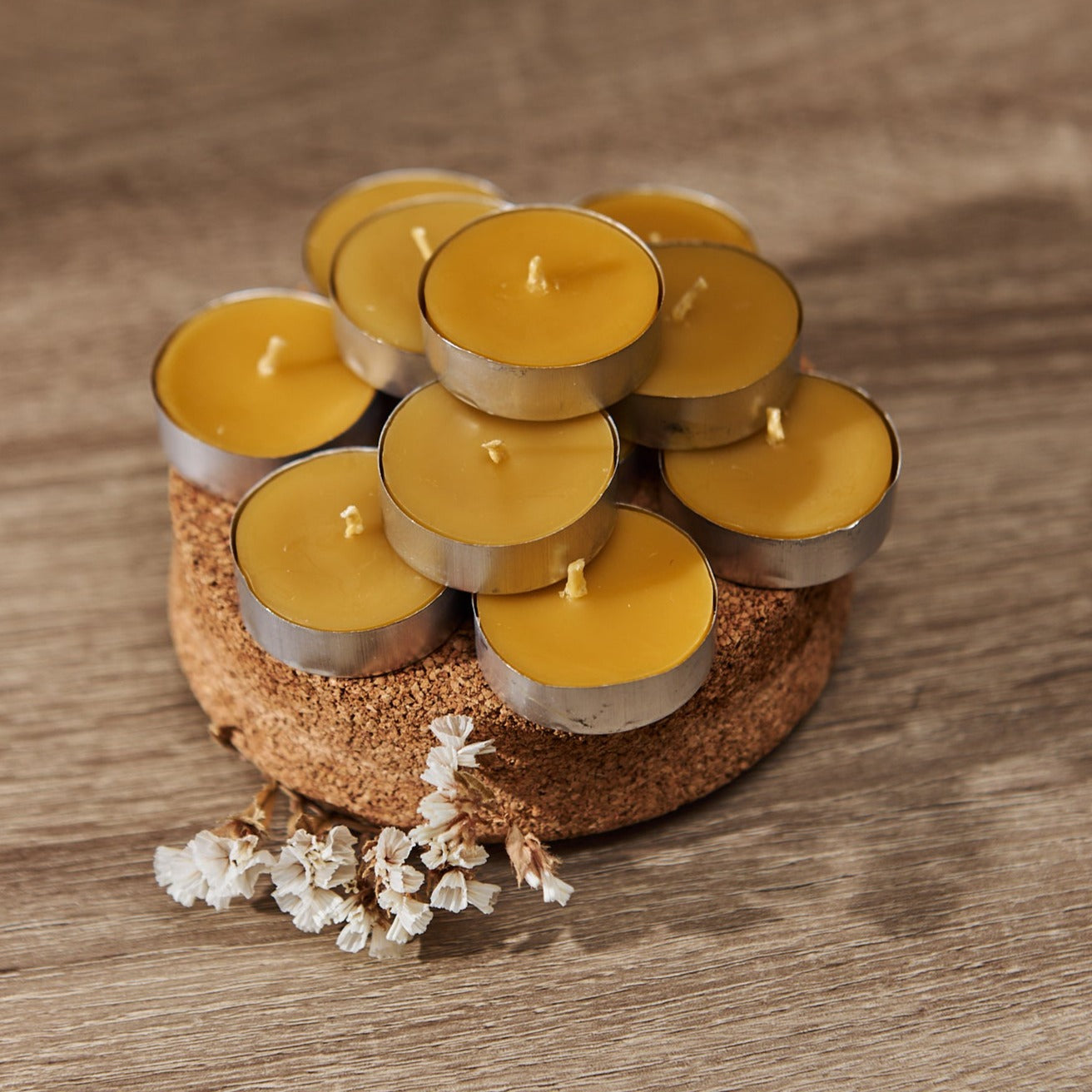 Set of Beeswax Tealight Candles - Smokeless Tealight Candles Lasting 3 Hours - Unscented Tea Lights - Gift for Candle Lovers