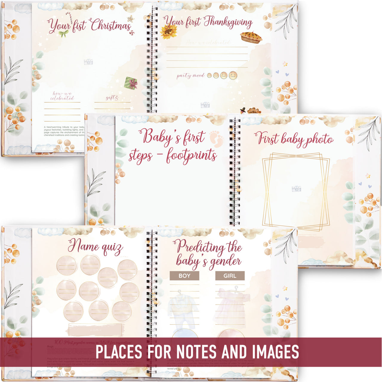 2 in 1 Set – Pregnancy Journal and Baby Journal for New Moms – Moments from Pregnancy to Baby’s Five Years - Keepsake Memory Books for Expecting Mothers – Gift for Baby Shower