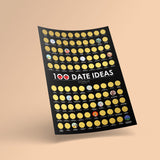 Scratch off Dates Poster - Top 100 Things to Do for Couples - 100 Dates Scratch off Bucket List - Motivational Checklist Scratch off Map