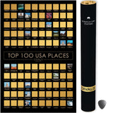 Top 100 USA Places You Have Been Scratch off Travel Poster - Scratchable Poster of the Places Visited - Places You Have Visited Map