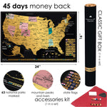 2 in 1 Gift Set - Scratch off USA Map with National Parks Poster Print - Scratchable US Travel Map