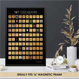 100 Movies Scratch Off Poster - Top Films of all Time Bucket List - 24x16" - Must See Movie Challenge - 100 Essential Movies Scratch off Calendar
