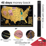 2 in 1 Gift Set - Scratch Off World Map and Scratch Off US Map - Easy to Frame Scratchable World and United States of America Posters