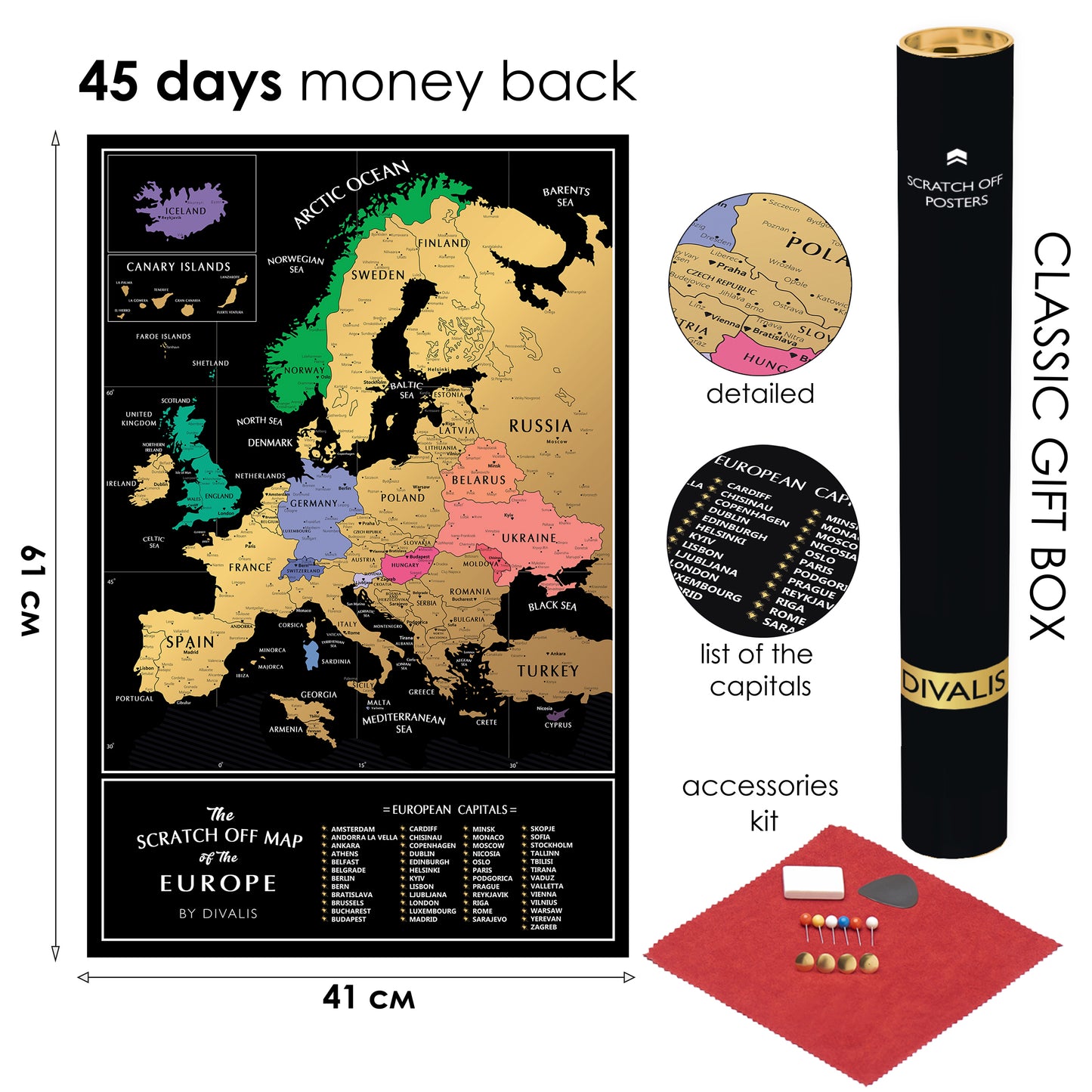 Europe Scratch off Map Poster - Places Where You've Been Scratch off Poster - European Travel Map - Globetrotter Map of the Europe