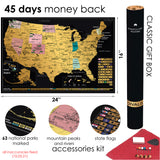 US Scratch off Map Poster - Scratchable United States Map with 63 National Parks - Travel Map of Place Where We've Been