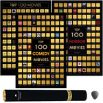 3 in 1 Gift Set Scratch off Posters of Horror Movies Comedies and Kids Movies - Scratchable Poster Bucketlist - Top 300 Films Checklist