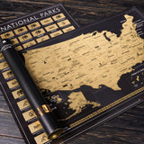 2 in 1 Gift Set - Scratch off USA Map with National Parks Poster Print - Scratchable US Travel Map