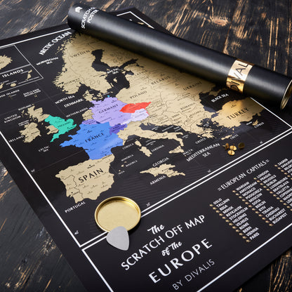 Europe Scratch off Map Poster - Places Where You've Been Scratch off Poster - European Travel Map - Globetrotter Map of the Europe