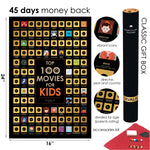 Scratch off Kids Movies Poster - Top 100 Kids Movies and Cartoons - Kids Films Checklist - Kids Cinema Bucketlist Map - Best Gift for Kids
