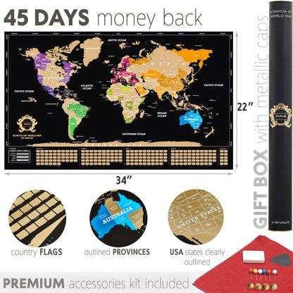 Want to buy scratchable map to decorate your home? Purchase one of our black scratch off world maps and you`ll do that! Sales price on our black travel maps and gold scratchable maps. All black scratchable maps and gold scratch off world maps are available on website