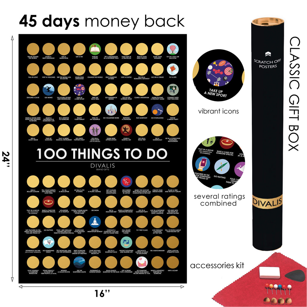 Top 100 Things to Do Scratch off Poster - Best Things Must Do