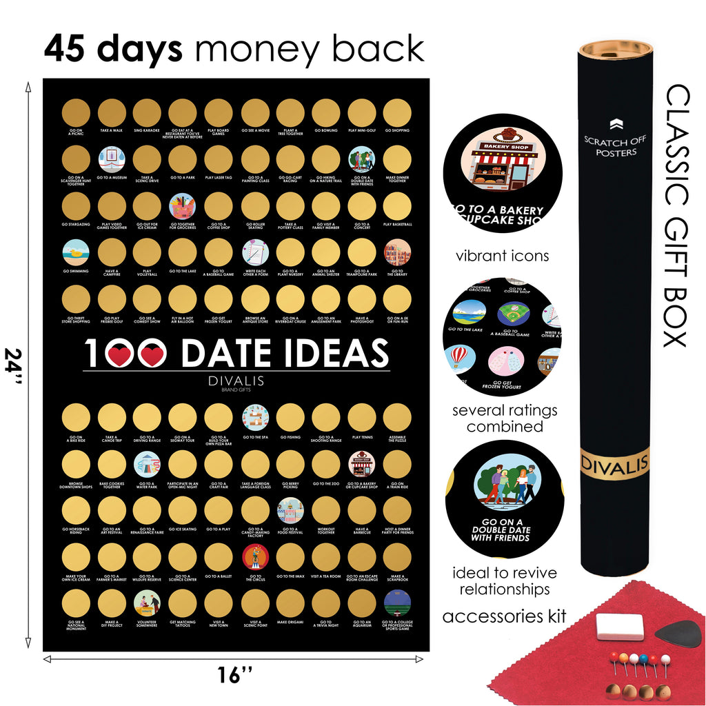 100 Date Ideas Scratch-Off Poster – Date Mate