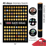 Scratch off Dates Poster - Top 100 Things to Do for Couples - 100 Dates Scratch off Bucket List - Motivational Checklist Scratch off Map