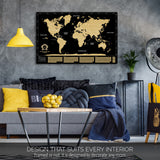 Gold and Black Large Scratch off World Map Where We Have Been by Divalis